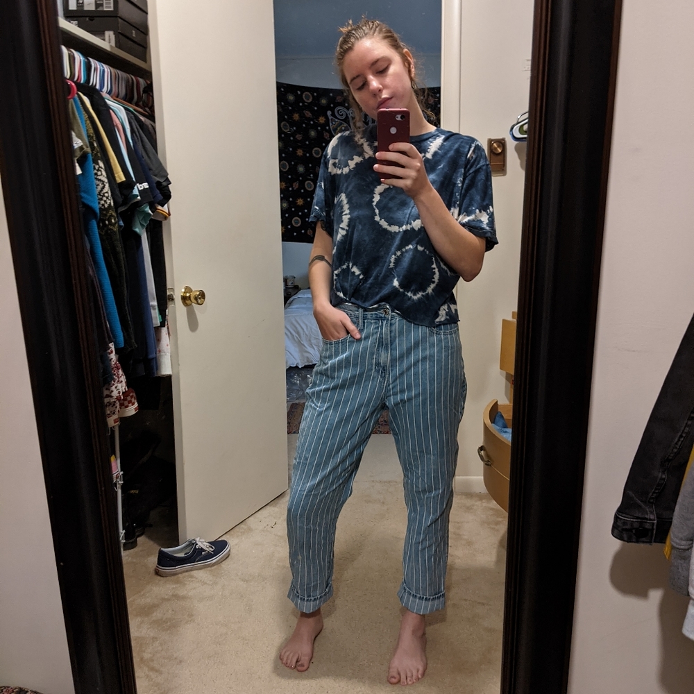 American Eagle Striped Mom Jeans